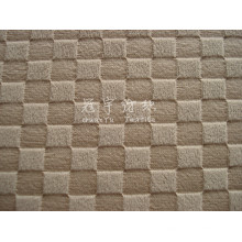 Tecido para sofá de pilha curta em relevo de poliéster com padrão de grade